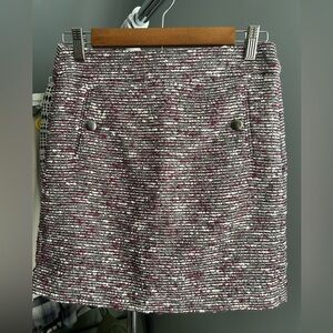LOFT Tweed Mini Skirt in Gray and Burgundy
